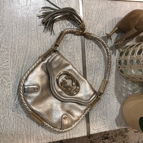 Gucci Handbags - GUCCI gold silver bag